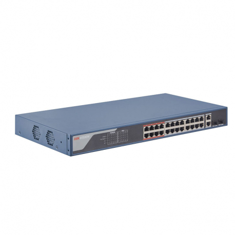 Switch manageable PoE longue distance 300 mètres 26 ports dont 24 ports PoE+ Hikvision DS-3E1326P-EI