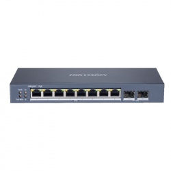 Hikvision DS-3E1510P-SI switch PoE manageable longue distance 10 ports dont 8 ports PoE gigabit + 2 ports fibre