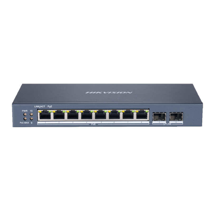 Switch PoE 10 ports, 8 PoE, Transmission jusqu'à 300 mètres