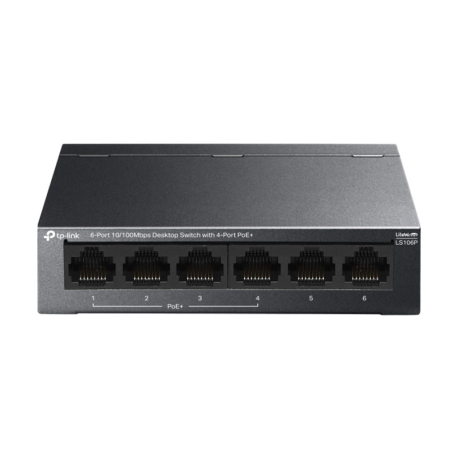 TP-Link LS106P switch PoE longue distance 6 ports dont 4 ports PoE+ et 2 ports LAN budget PoE 65W